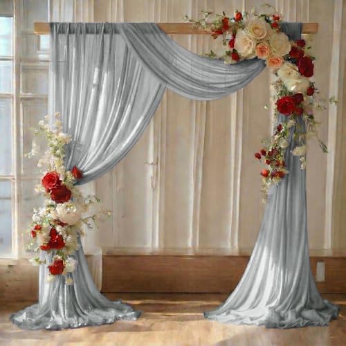 Pack of 1 Wedding Arch Drape Panel Fabric 30" x 50ft - Grey by MDS