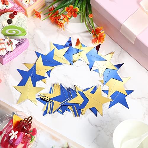 Patelai 130 ft Star Garland Banner Decor,Blue, Gold - Image 4