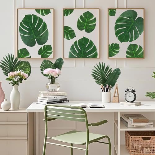 142Pcs Luau Party Decorations Fake Plant Palm Leave Monstera With Stems - Image 4