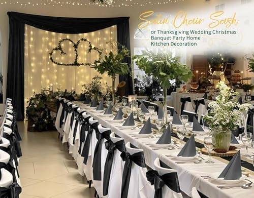 120 PCS Black Satin Chair Sashes, 7 x 108 Inch - Image 6