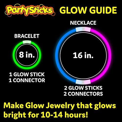 PartySticks Ultra Bright Glow Sticks Bulk Party Supplies 400 Pack - 8" Glow in the Dark Light Up Halloween Party Favors, Glow Decorations, Neon Party Necklaces and Bracelets with Connectors - Image 4