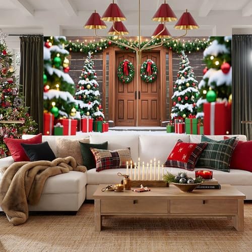HOMETITUTE Christmas Rustic Wood Garage Banner 13x6ft Fabric - Image 2