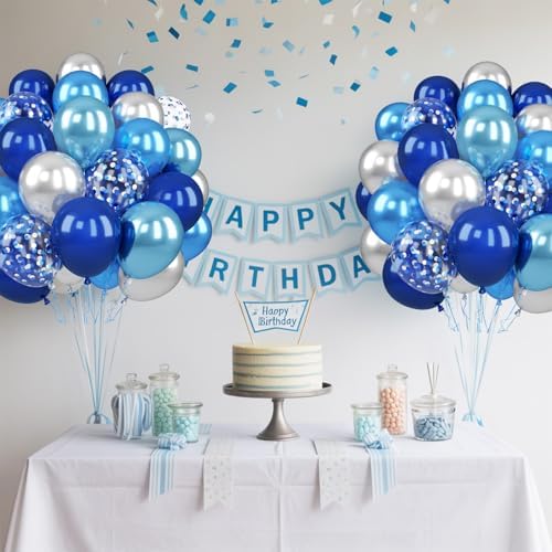 Blue Silver Balloons, 50 Pcs Navy Blue for Boy Birthday Party Decorations - Image 7