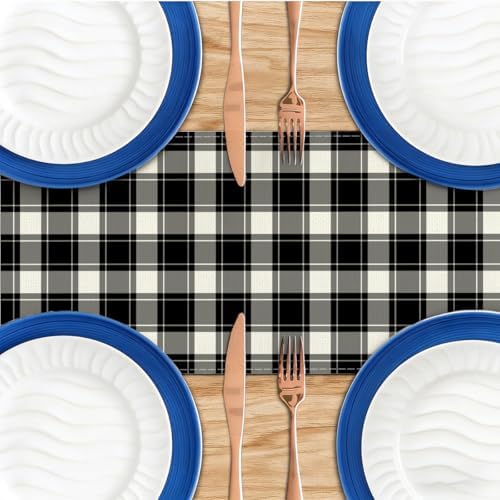 Black and White Gingham Table Runner, Buffalo Plaid Check Table Cloth Decor - Image 4