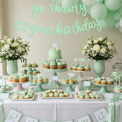 BEISHIDA Light Green Pre-Strung Go Shawty It's Your Birthday Banner Decor - Image 6