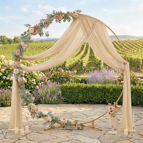 Pack of 2 Wedding Arch Drape Panel Fabric 30" x 30ft - Champagne Gold - Image 3