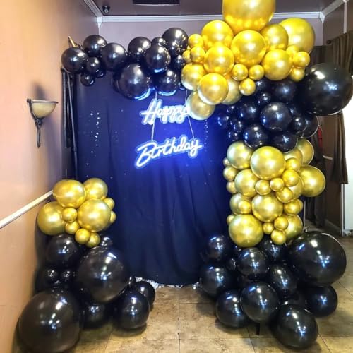 Black and Gold Balloons, 50Pcs 12 Inch Black Gold Confetti Balloons with Ribbons for Birthday,Graduation,New Years,Wedding,Engagement Party Decorations - Image 7