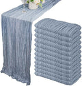 35x72 Inch Dusty Blue Cheesecloth Table Runner Boho Wedding Party Decor by Fivenl