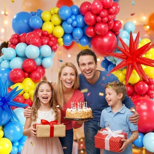 Blue Red Yellow Balloon Arch Kit, Assorted Colorful 18 12 10 5 Inch, Different Sizes Party Balloon Garland Kit for Baby Shower, Birthday, Gender Reveal, Anniversary, Easter, Prom Decoration - Image 6