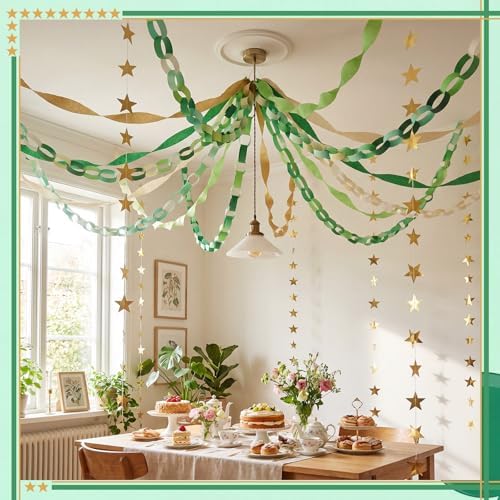 Frienda Paper Chain Strips Streamers Garland Set,Green,Colorful - Image 4