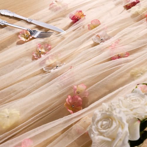 Goodluck 6pcs Table Runner with 3D Pastel Floral 28x118 Inch - Image 6
