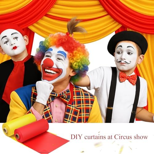 Moukeren 2 Roll Circus Carnival Table Cover Backdrop, Yellow, Red - Image 7