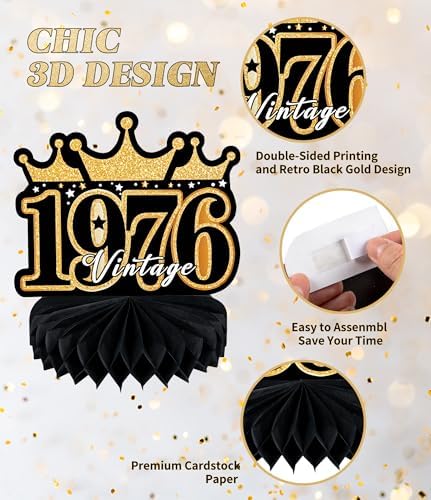 9 Pcs 50th Birthday Decoration for Men Women Table Honeycomb Fifty Decor - Image 5