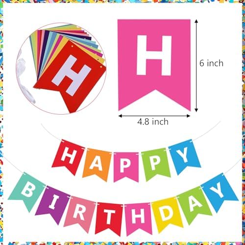 Fecedy Colorful Happy Birthday Banner Bunting Pre-Strung No DIY for Birthday Party Decorations (Multi) - Image 6