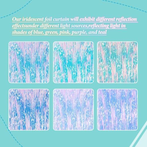 DECOCKRAT 3 Pack Foil Fringe Backdrop - Iridescent Shiny Tinsel Curtains for Party Decoration/Photo Booth Props - 3.3x8.2 FT Metallic Foil Backdrop for Birthday, Wedding, Graduation, Christmas. - Image 4