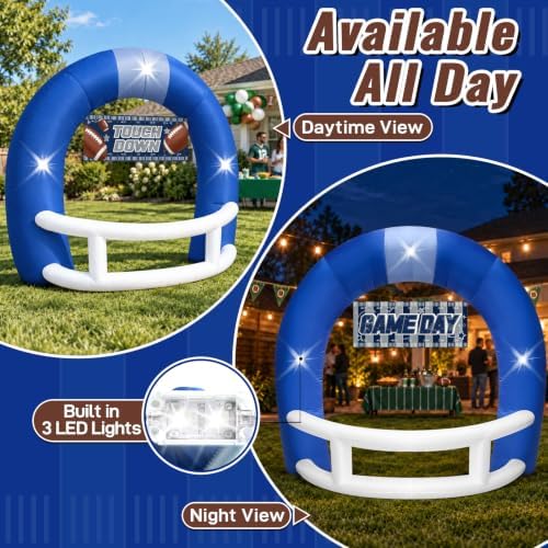 8FT Blue White Inflatable Football Helmet Arch with LED Lights - Image 4