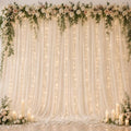 Ledido 10×8ft Beige Tulle Backdrop Curtains with Lights(2 Panels 5×8ft) by Ledido