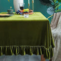 GLORY SEASON Velvet Tablecloth Luxurious Solid Rectangle Table Cloth,Oblong Retro Farmhouse Ruffle Tablecloths Washable Table Cover for Party Wedding Baby Shower Kitchen Dinning Tabletop Decoration by GLORYSEASON
