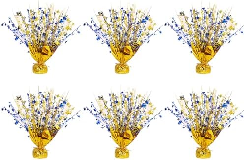 6 Pack Metallic Foil Spary Centerpieces for Tables, Gold Navy Blue Centerpieces for Tables Decorations, Star Brust Table Centerpieces for Birthday Graduation Wedding Baby Shower Party by Unknown