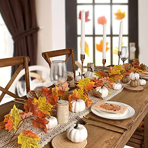 DearHouse 2 Pack Fall Garland Maple Leaf, 5.9Ft/Piece Hanging Vine Garland Artificial Autumn Foliage Garland Thanksgiving Decor for Home Wedding Fireplace Party Christmas (Light Green) - Image 2