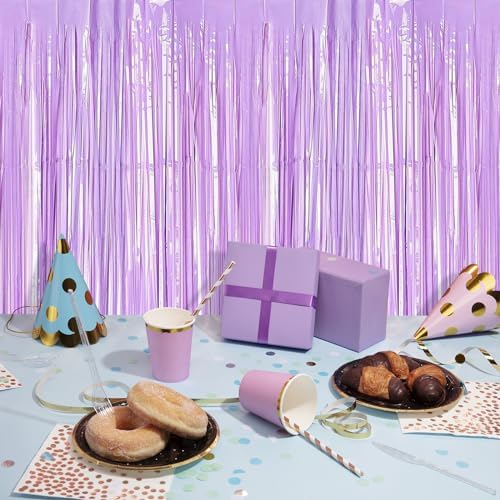 10 Pack Purple Foil Curtain Backdrop 3.2ft x 8.2ft Macaron Tinsel Foil Fringe Curtains Streamer Photo Booth Backdrop for Birthday Party Baby Shower Engagement Wedding Holiday Decor (Macaron Purple) - Image 5