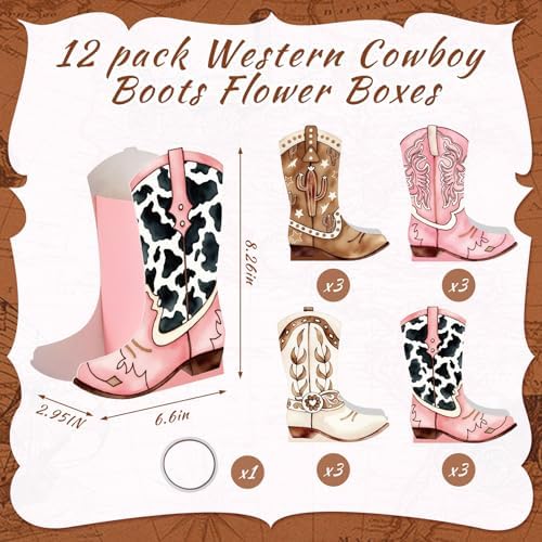 12 Set Western Cowgirl Boot Centerpiece Box Rodeo Tables Vase - Image 2