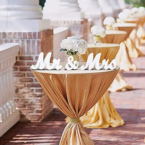 VIOPVERY Wooden Mr & Mrs Wedding Sign with Just Married Banner,White - Image 6