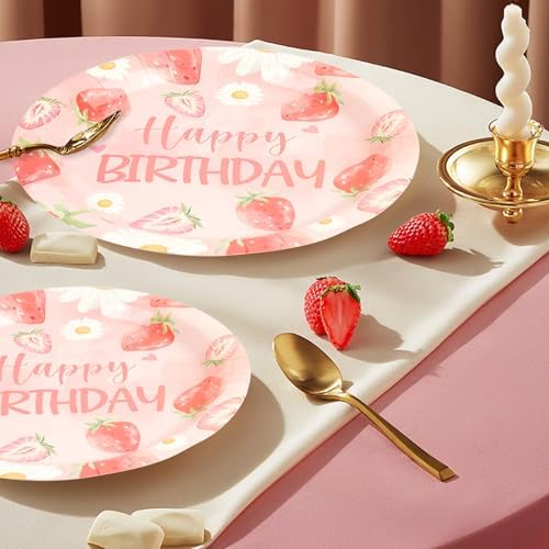 40PCS Strawberry Birthday Paper Plates and Napkins Party Set - Image 4