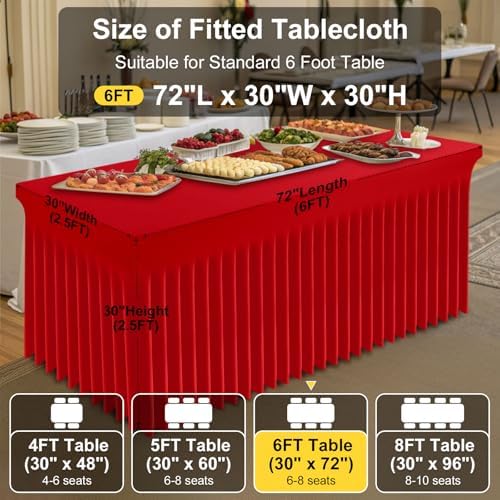 Smiry 2 Pack Spandex Elastic Fitted Table Cloth Skirt for 6FT Table - Image 4