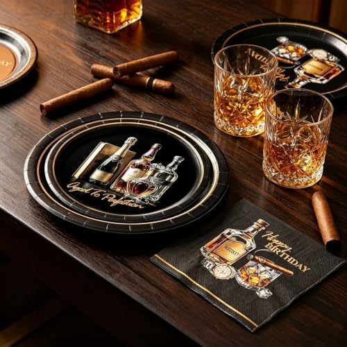 126Pcs Aged to Perfection men Birthday Paper Plates Napkins Party Supplies - Image 6