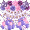 Purple & Pink Party Decorations with Banner for Women & Girls - Engagement, Anniversary & Birthday Party Supplies by Recosis