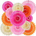 BEISHIDA Honeycomb Round Paper Fans Pink Orange White Hanging Party Decor by Beishida