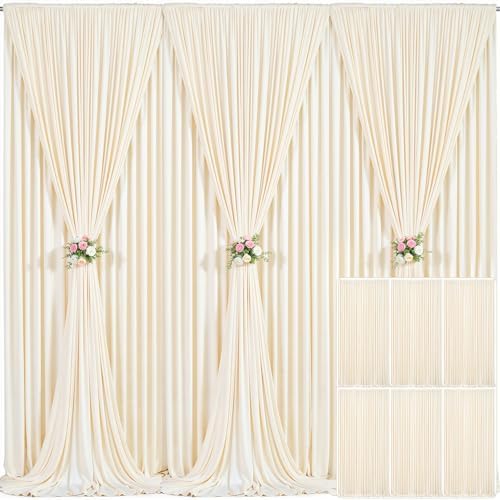 6 Panels Champagne Backdrop Curtain for Parties Wedding Baby Shower Wrinkle Free Photo Curtains Backdrop Drapes Fabric Decoration for Bridal Shower 30ft(W) x 10ft(H) by Tao-GePartyDecorations