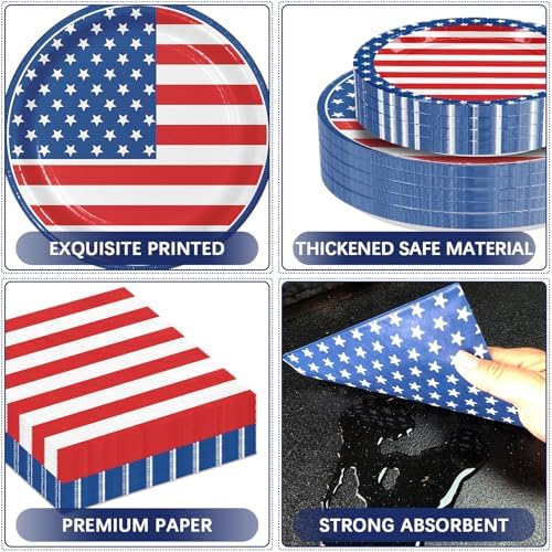 180pcs 4th of July Plates and Napkins Party Supplies,Serves 60 - Image 3