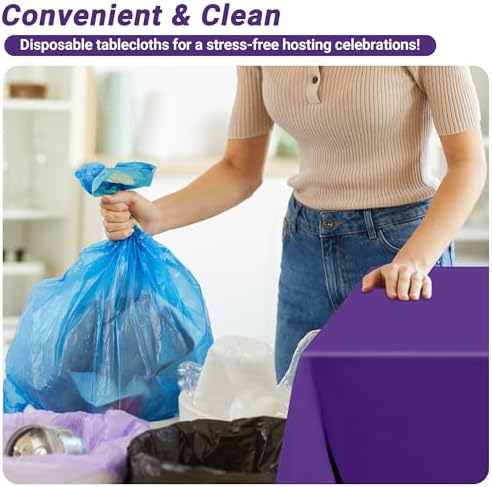 QZYL 12 PCS Purple Plastic Tablecloths, 54 in x 108 in Dinner Table Cloths, Rectangle Table Cover for Birthday Party Family Gathering Wedding - Image 5