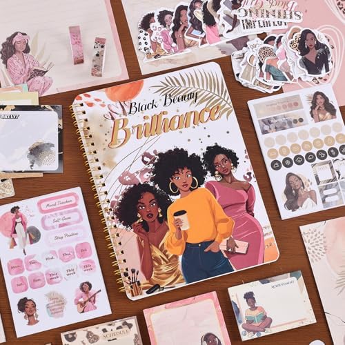 Black Girl Weekly Planner Gift Set - 52 Weeks Undated Planner with 190+ Stickers, Washi Tape, Journal Supplies & Accessories for Teen Girls - Inspirational Productivity Organization Kit, Present Box - Image 6