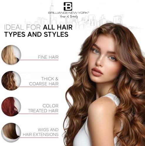 Brilliance New York - 1 Inch Pro Diamond Titanium Flat Iron - 2 in 1 Hair Straightener and Curler - Anti-Static, Frizz-Free Ionic Plates - Auto Shut-Off Dual Voltage Flat Iron w/LCD Display - Image 3
