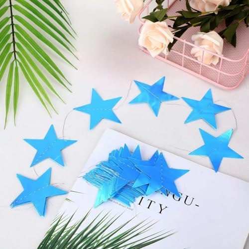 Patelai 130 ft Star Garland Banner Decor,Holographic Blue - Image 6