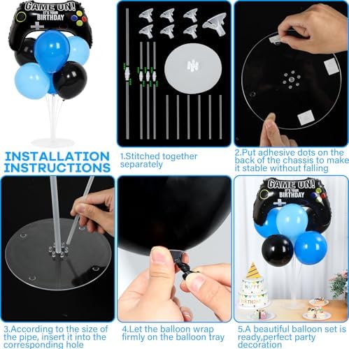 Naozinebi 4 Sets Video Game Birthday Party Balloons Stand Kit Party Decor - Image 3