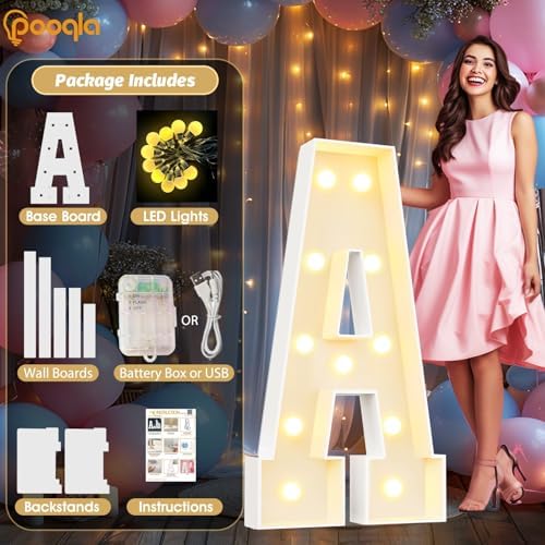 Pooqla 4 FT Marquee Letters, Light Up Letter W, Cool White and Warm White - Image 3