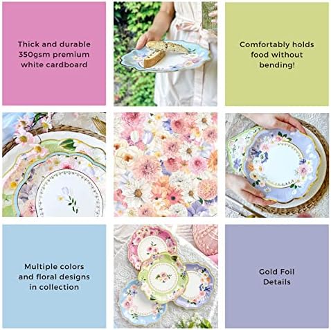 Kate Aspen Tea Party Decorations, Colorful Pastel Plates And Napkins Garden Party Supplies for Adults Bridal Showers, Baby Shower Decorations, Birthdays, 62 Pc, 16 Guests - Image 5