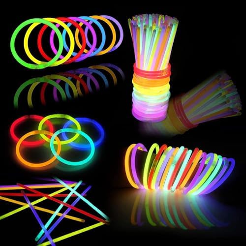 HONLYNE 200 Pack Glow Sticks Party Favors Bulk, 8" Glow in the Dark Party Supplies, Party Favors for Kids 8-12, Neon Glow Stick Bracelets & Necklaces for Raves, Halloween, Christmas, Birthdays - Image 2