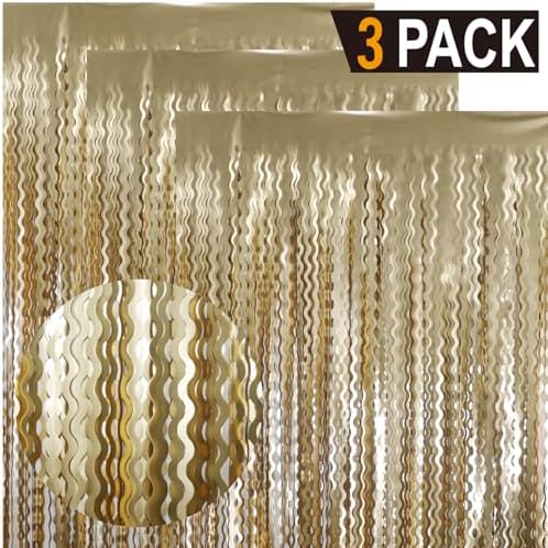 GOER Metallic Tinsel Foil Fringe Curtains Party Photo Backdrop Party Streamers for Birthday,Graduation,New Year Eve Decorations Wedding Decor (Champagne Gold,3 Packs) - Image 5