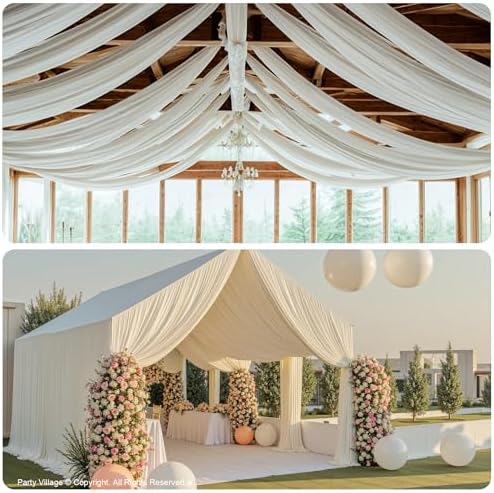 40ftx40ft Ivory Ceiling Curtain for Wedding Parties - Image 3