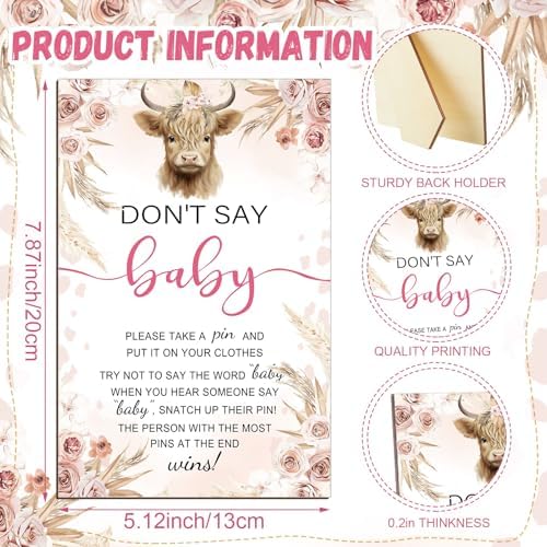 Patelai 321 Pcs Highland Cow Baby Shower Decoration Game Pink Boho Supplies - Image 2