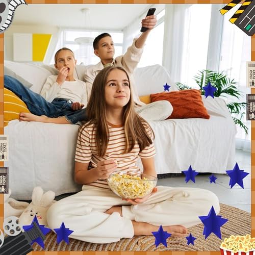 70 Pcs Blue Star Centerpieces for Movie Night Party Decorations 3D 2025 Graduation Table Decor 3 Sizes 8" 5" 3" Red Carpet Film Show Theme Birthday Party Back to School Table Decor Independent Day - Image 6
