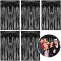 5 Pack Foil Curtain Backdrop Black Metallic Tinsel Foil Fringe Curtains Photo Booth Props for Birthday Wedding Engagement Baby Shower Bachelorette Christmas Holiday Celebration Party Decorations by KEJ