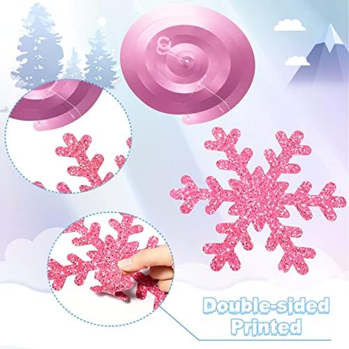 Sumind 30 Pcs Winter Wonderland Decor Snowflake Swirls, Pink, Silver - Image 5