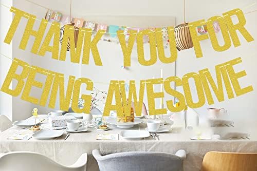 Thank You for Being Awesome Banner Gold Glitter, We Will Miss You Banner, Birthday,for Retirement Farewell Going Away Office Work Party Decorations Gold Glitter - Image 6