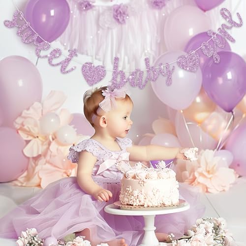 BEISHIDA Pre-Strung Glitter Light Purple Girl Baby Banner Baby Shower Decor - Image 4
